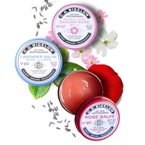 C.O. Bigelow Rose salve tins on desk for all-day hydration.