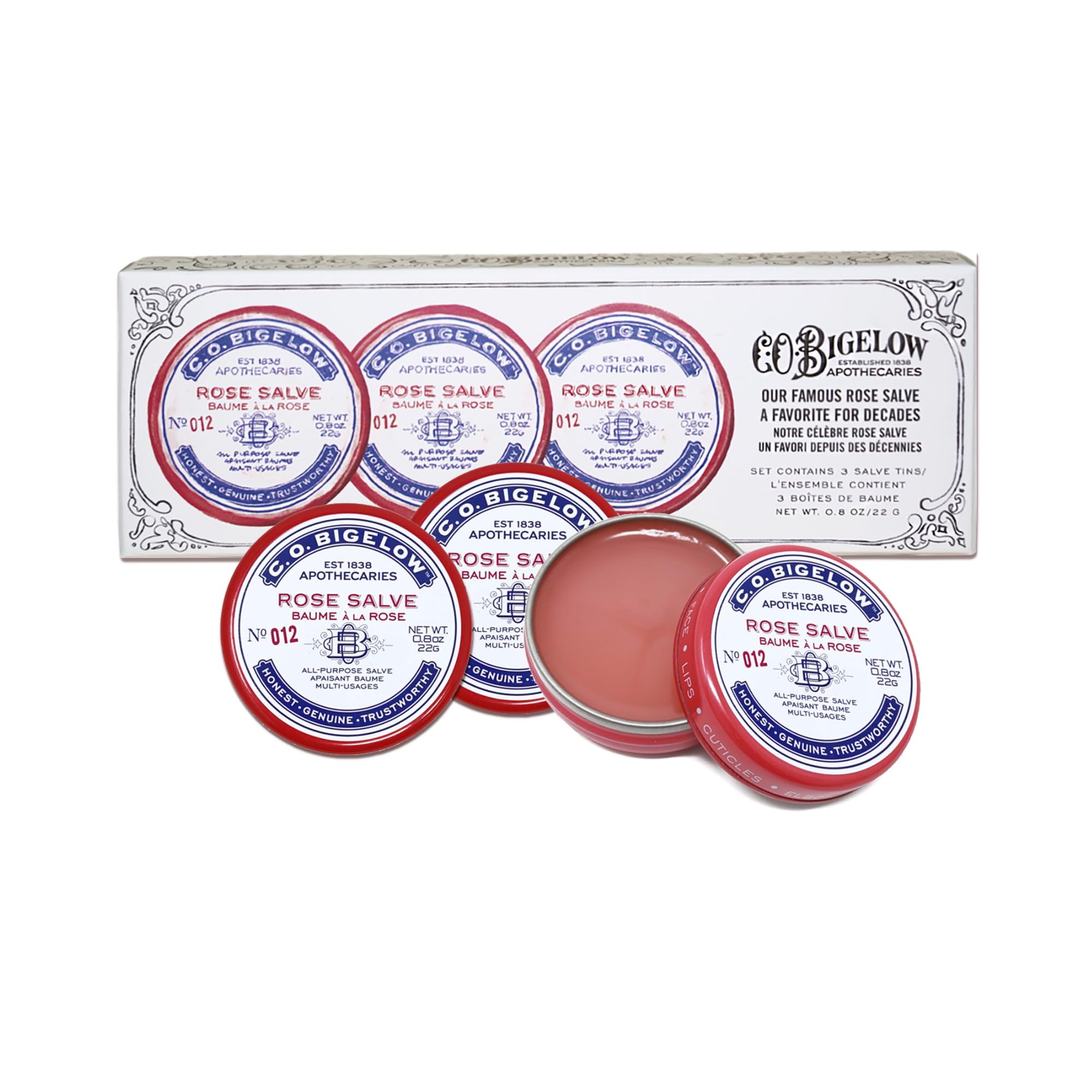 C.O. Bigelow Rose Salve closeup showing creamy lip and cuticle care.