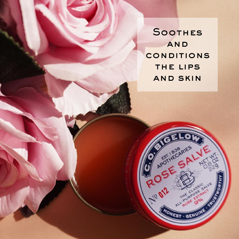 C.O. Bigelow Rose Salve travel-friendly tins for purse or desk.