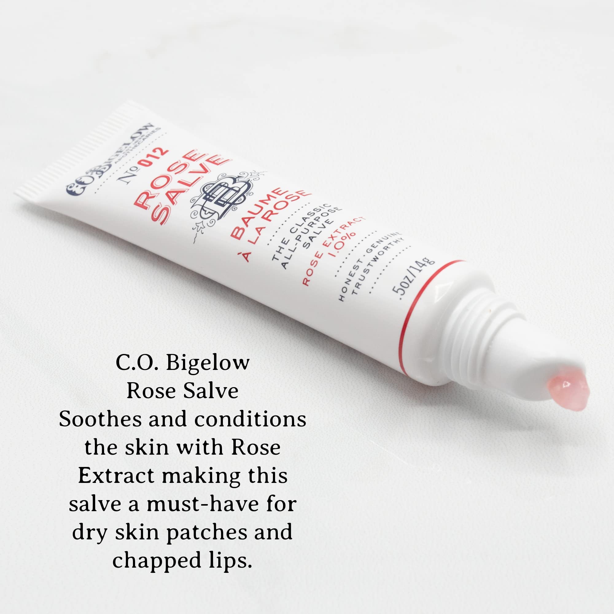 C.O. Bigelow Rose Salve Tubes lip application with gentle scent