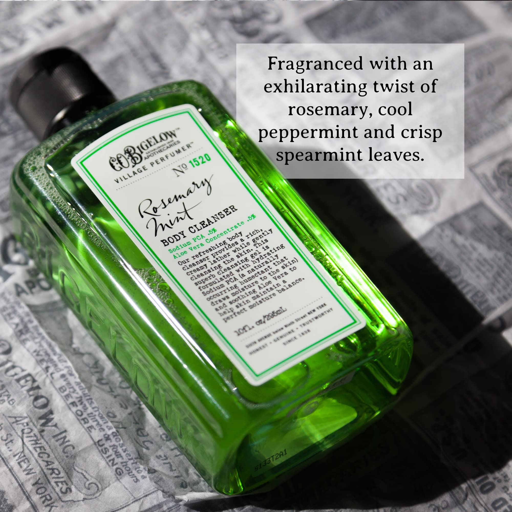 C.O. Bigelow Rosemary Mint aroma shot emphasizes invigorating mint aroma.