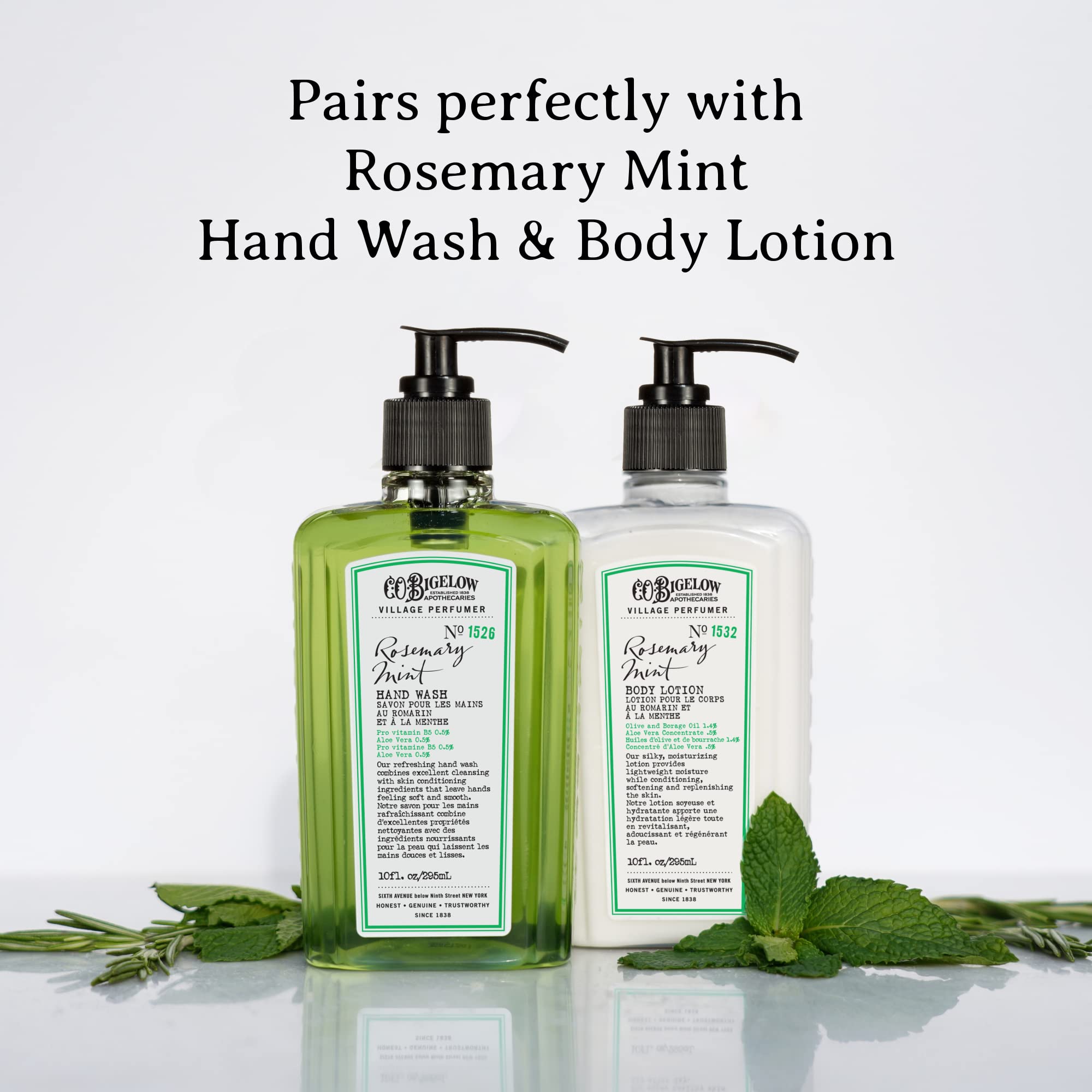 C.O. Bigelow Rosemary Mint after wash skin hydration for soft, comfortable feel.