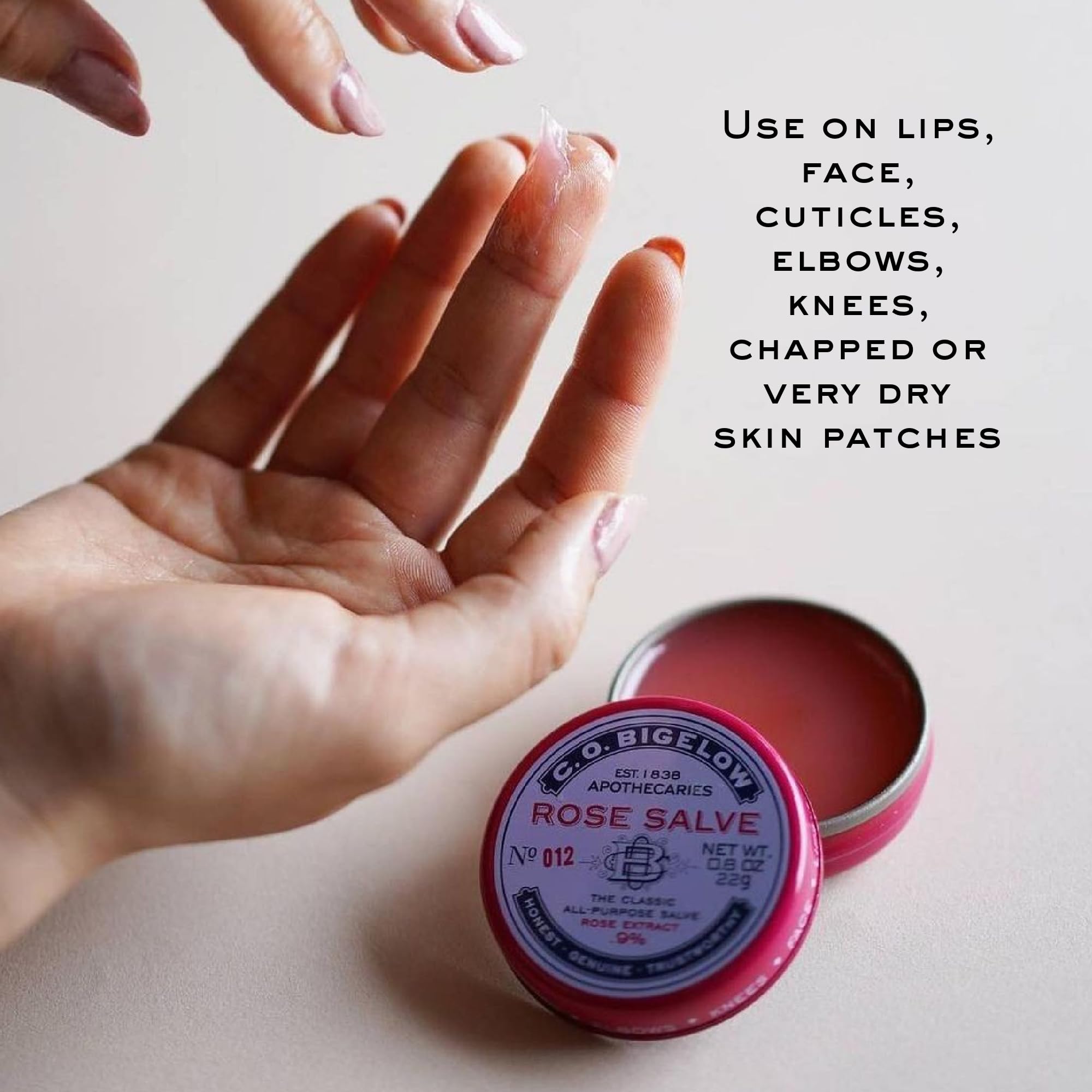 C.O. Bigelow Sakura Rose salve tin on-the-go for everyday moisture.