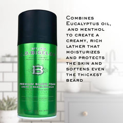 C.O. Bigelow shaving foam eucalyptus oil detail hints at refreshing post-shave feel.