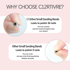 C12rtive manicure and pedicure prep using small sanding bands for gentle surface smoothing.