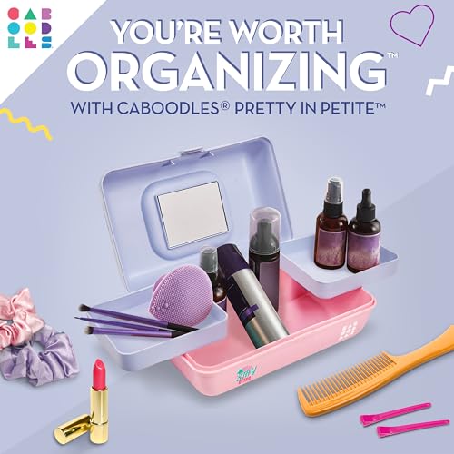 Caboodles Pretty in Petite two swivel trays keep makeup organized during travel.