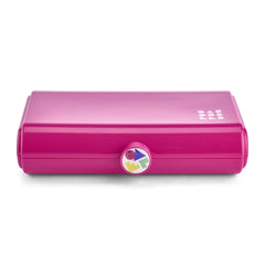 Caboodles Take-It Tote front view in retro Crayola colors highlighting portable organization on the go.