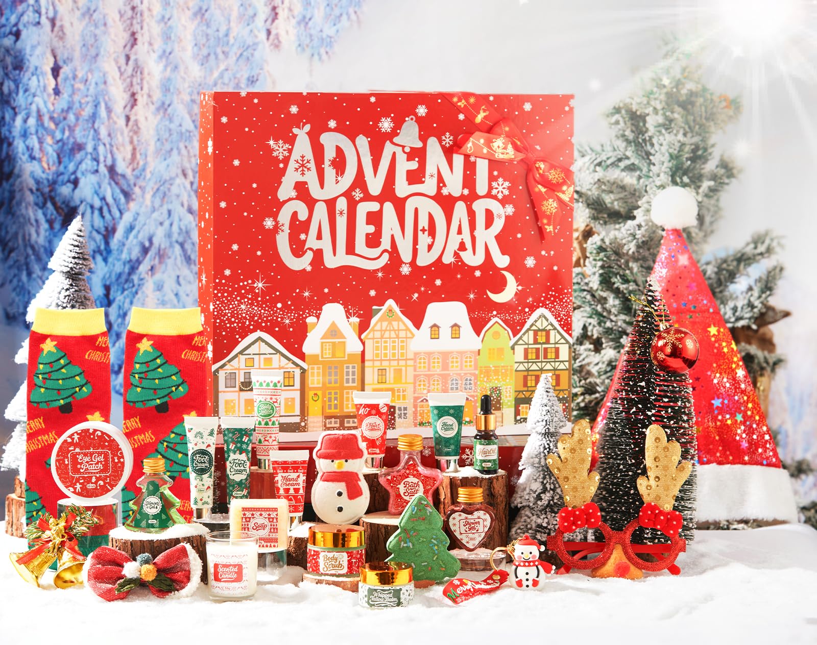 CADDISE Advent Calendar 2025 door surprises closeup with skincare and bath treats