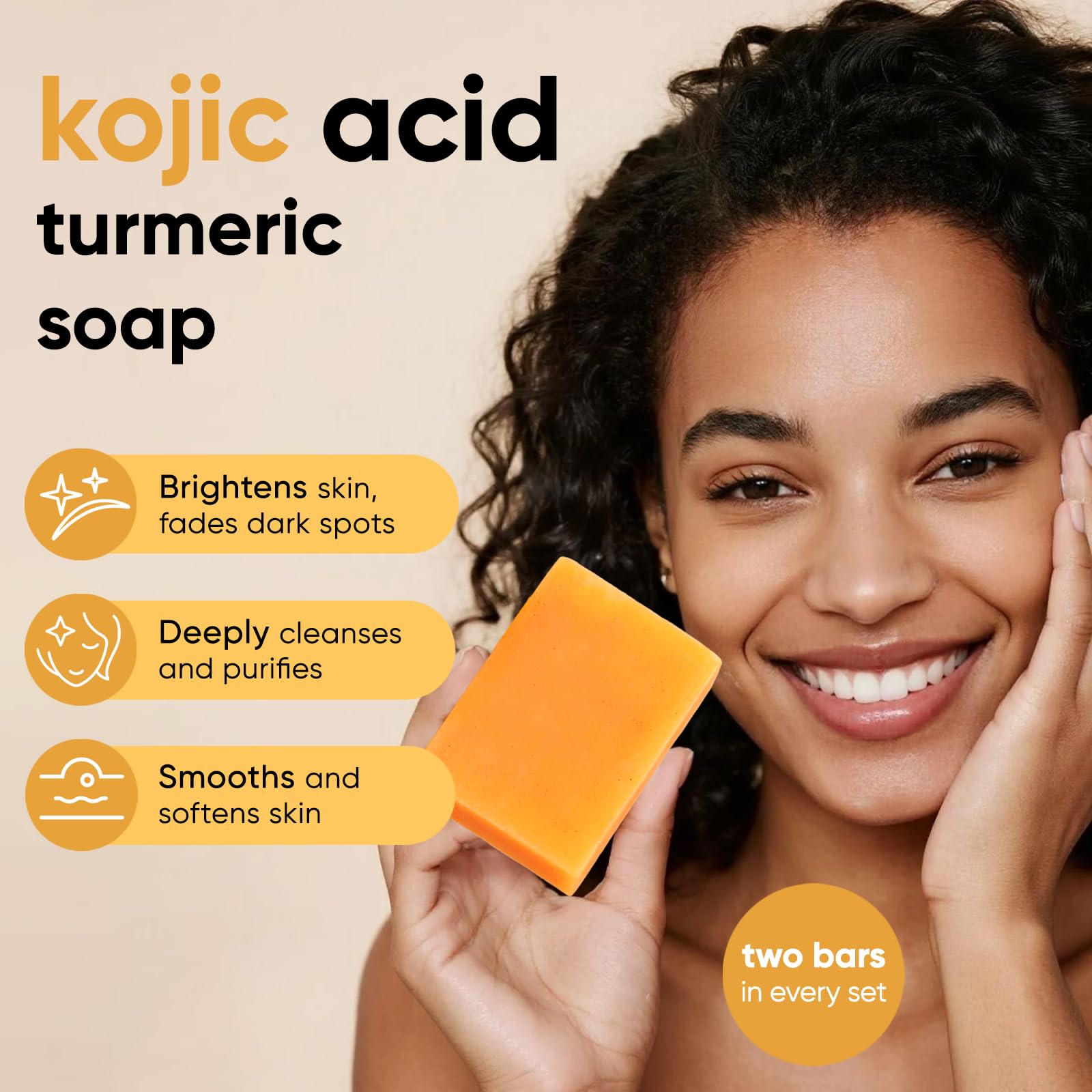 CADDISE Kojic Acid Turmeric Soap Bar 2-pack on display highlights value and convenience