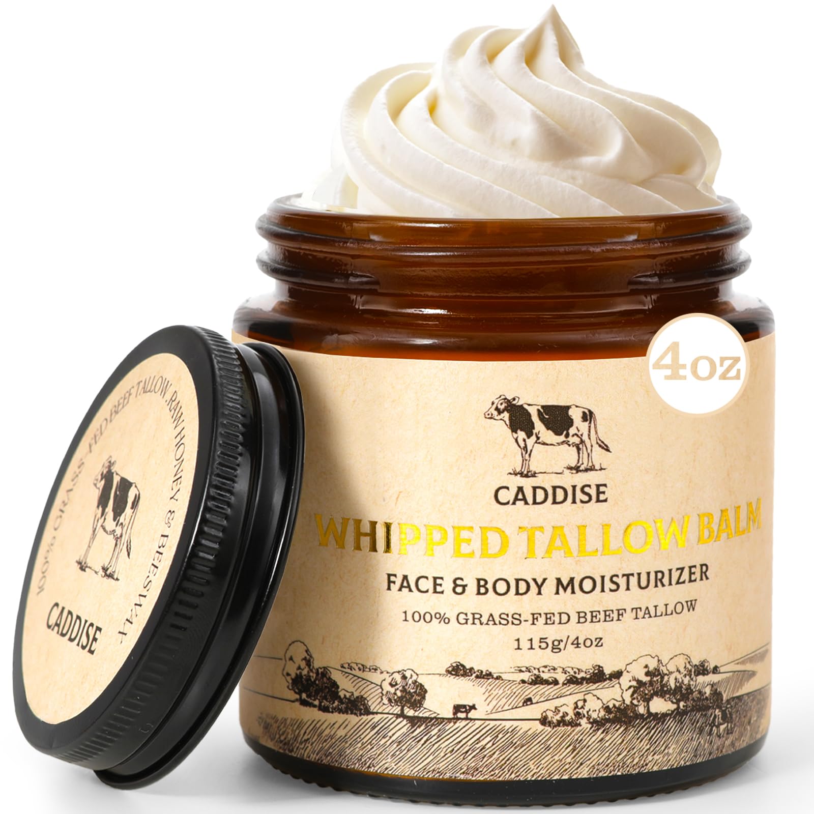 CADDISE whipped beef tallow 4oz jar showing creamy texture for face and body hydration