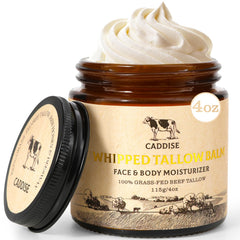CADDISE whipped beef tallow 4oz jar showing creamy texture for face and body hydration