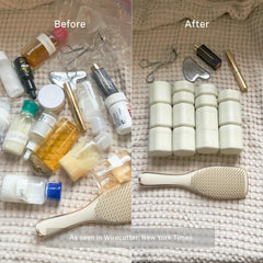 Cadence travel containers sand medium capsules with labeled pots for routine essentials
