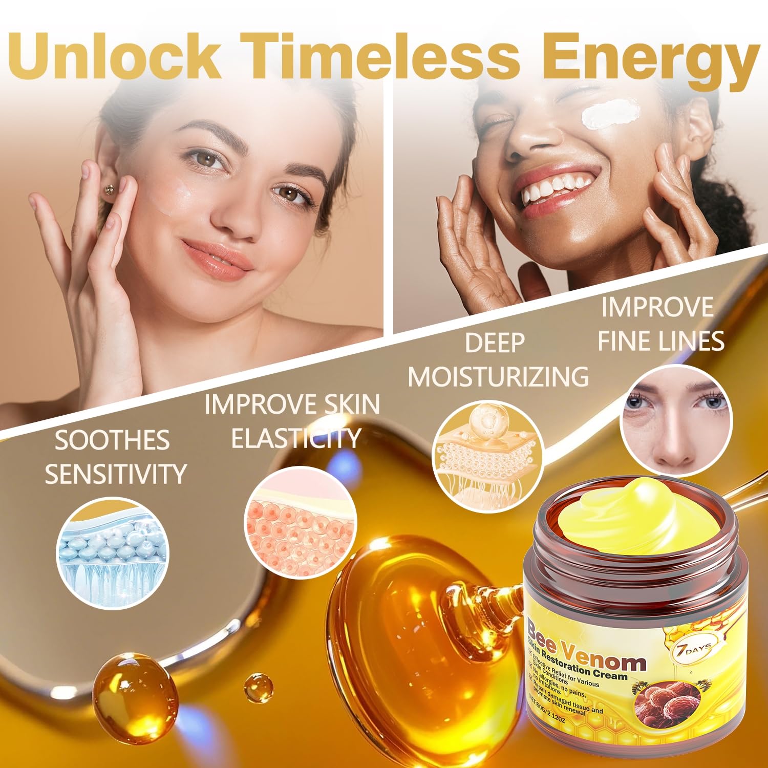 Caderno Inteligente Bee Venom Cream compact bottle is ideal for on-the-go skincare.