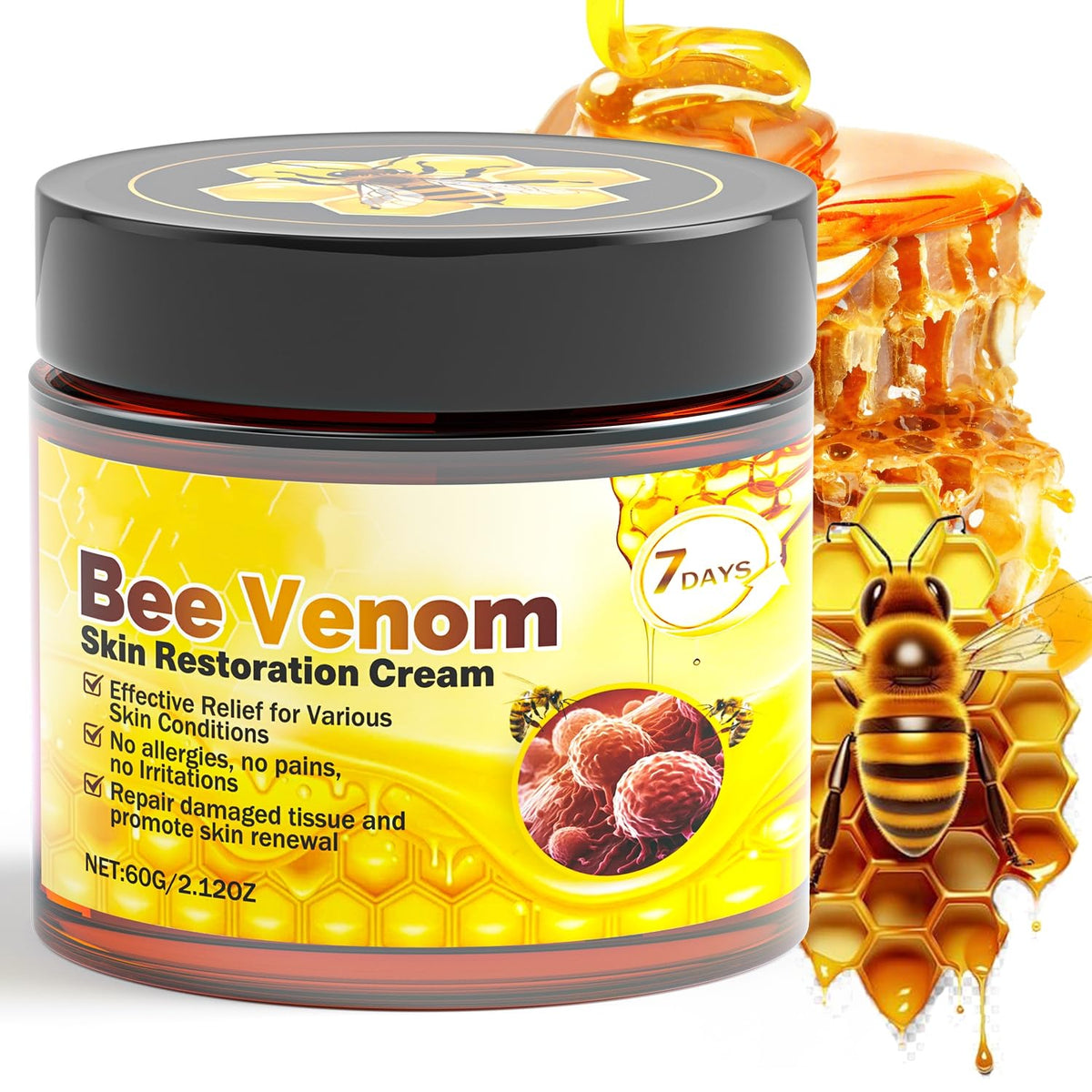 Caderno Inteligente Bee Venom Cream jar closeup showing silky texture for lightweight hydration.