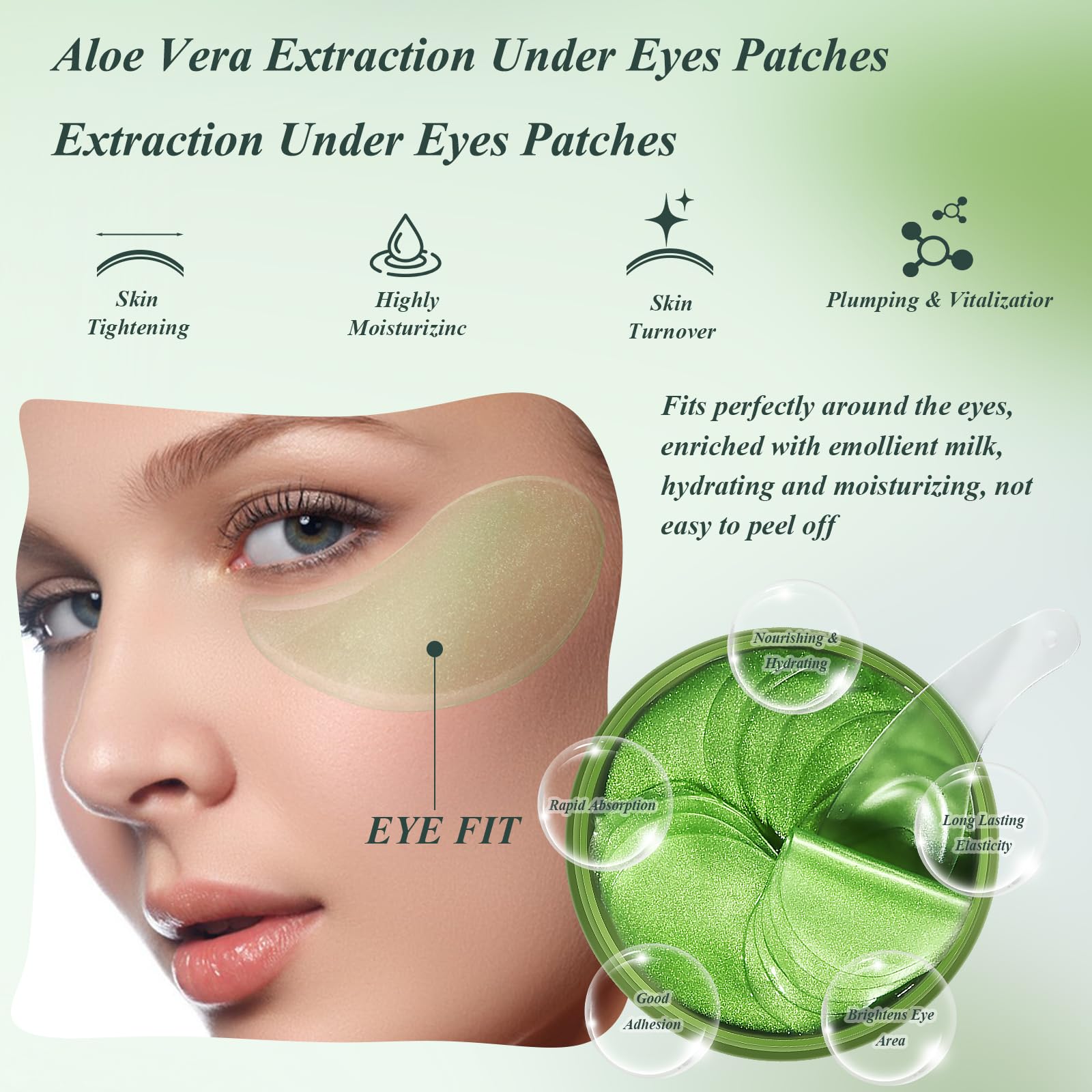 Caewous Under Eye Patches bags removal closeup showing smoother under-eye