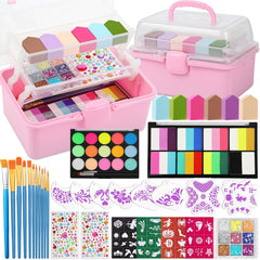 Caffox Kids Face Painting Kit with rainbow colors for vibrant, safe party looks.