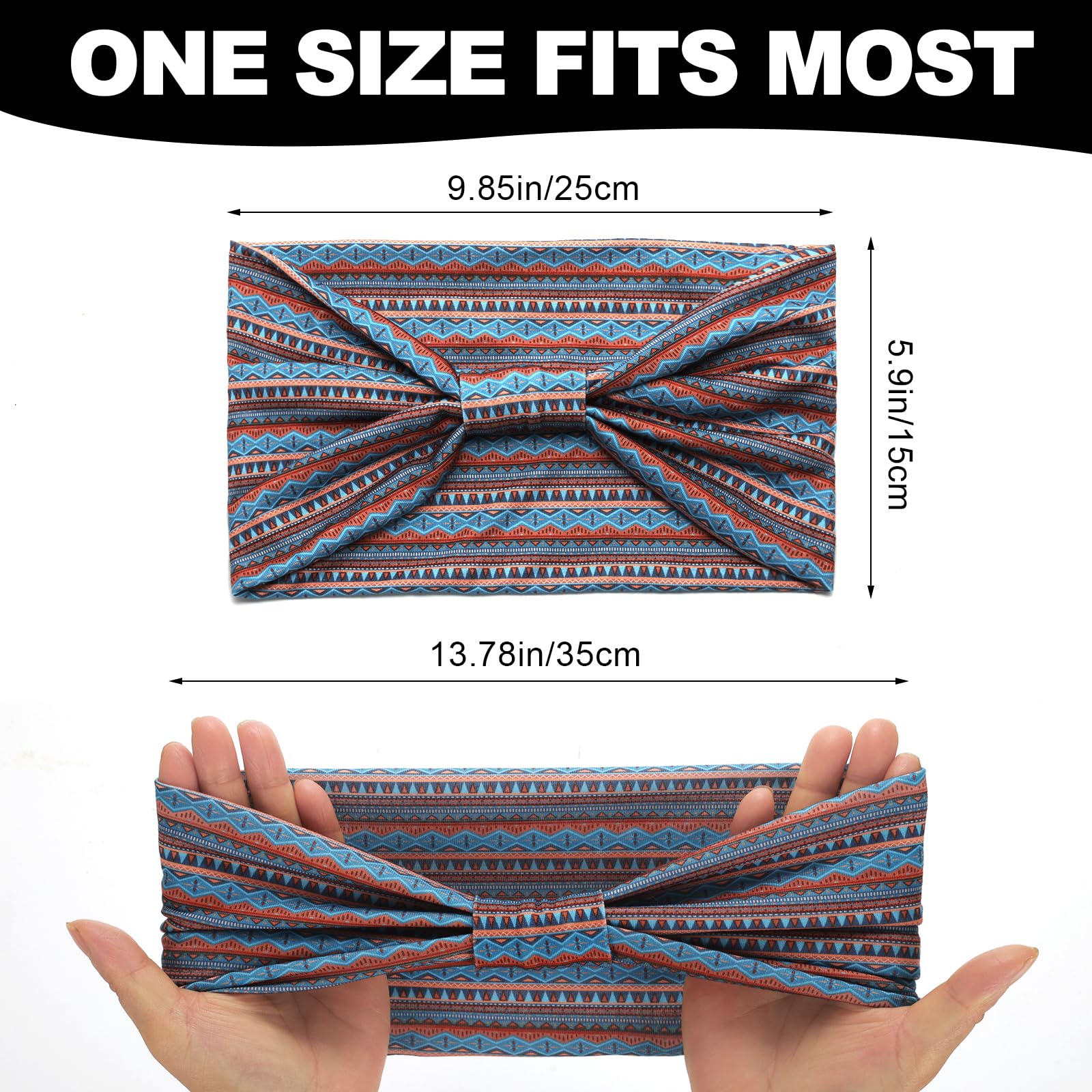 Cobahom boho stripe headband worn in action emphasizing versatile styling for outfits.