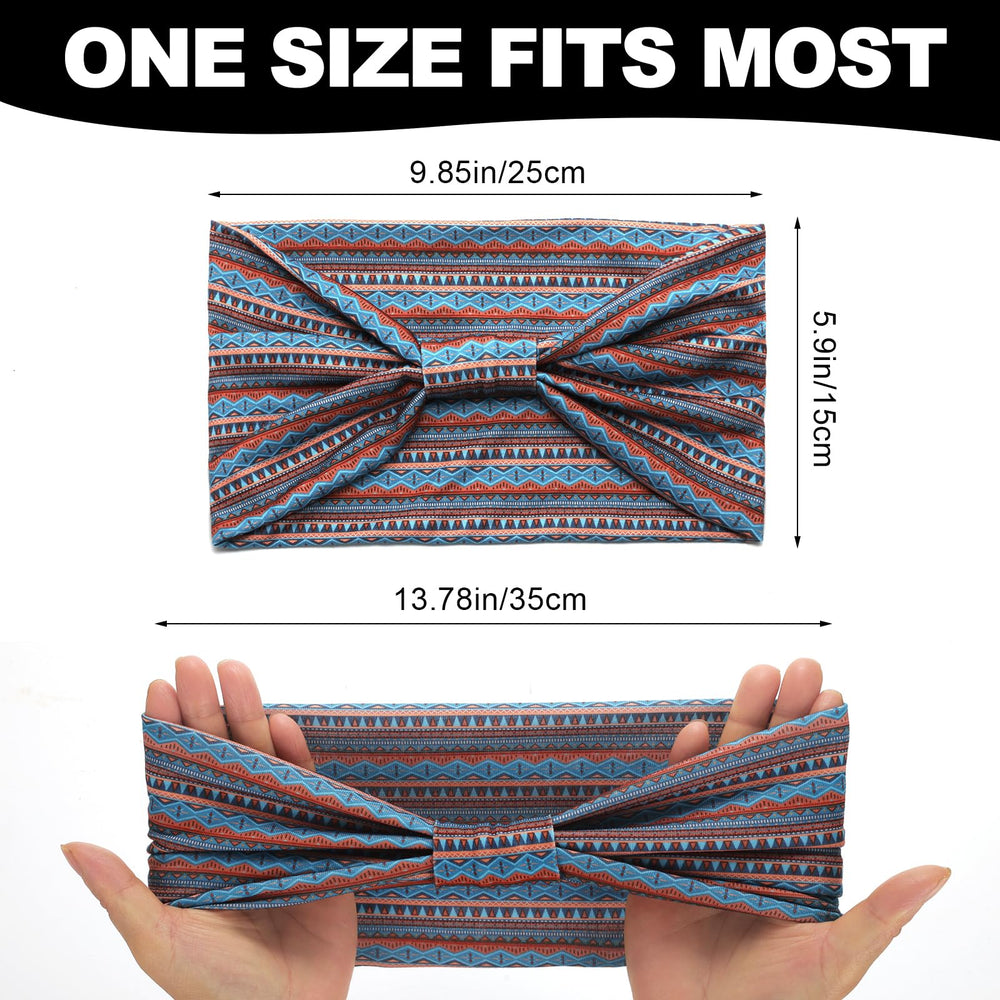 Cobahom boho stripe headband worn in action emphasizing versatile styling for outfits.