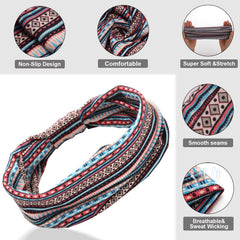 Cobahom headband with elastic fit shown in flat lay for easy size adjustment.