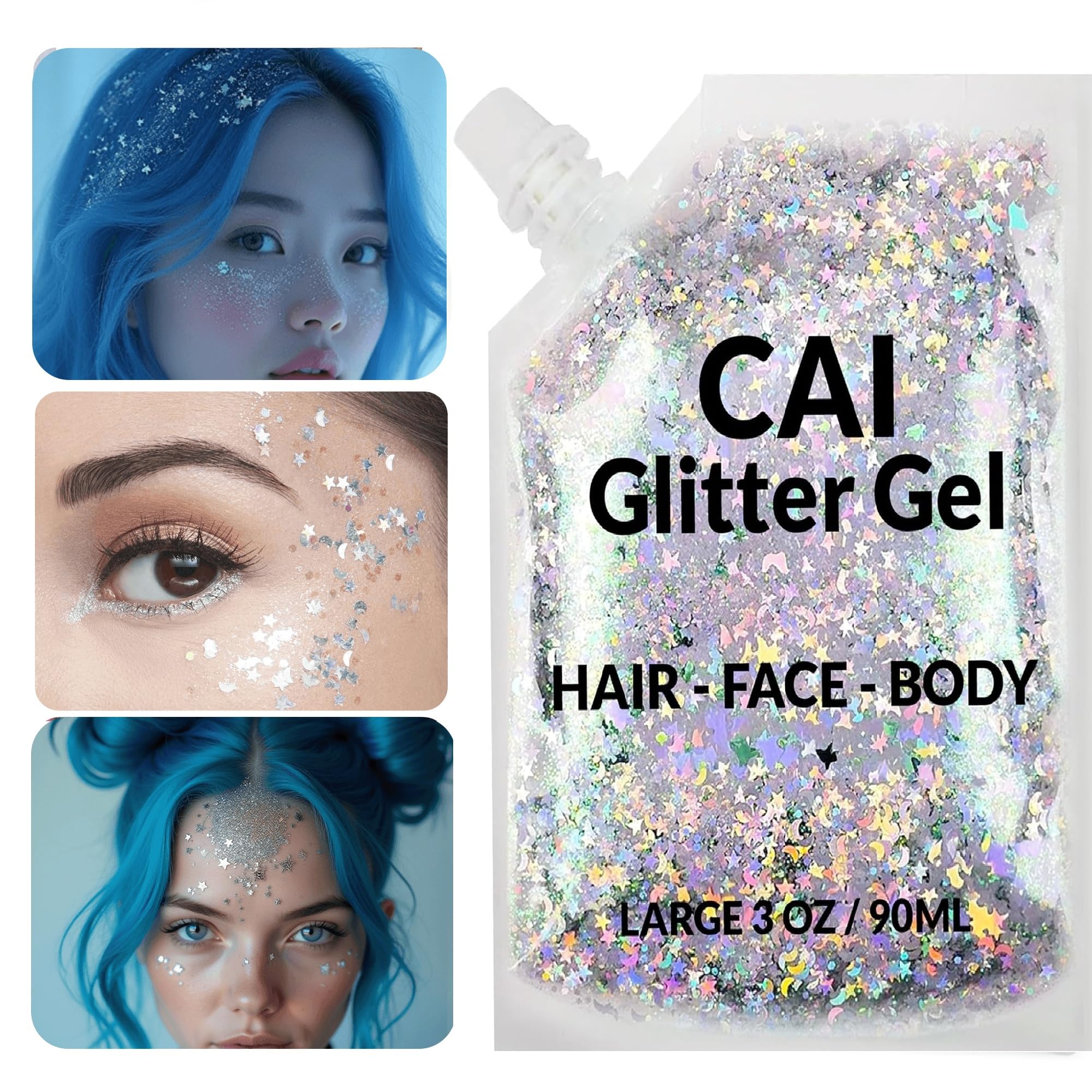 CAI BEAUTY NYC Halloween glitter adds moon-stars flair to costumes and makeup