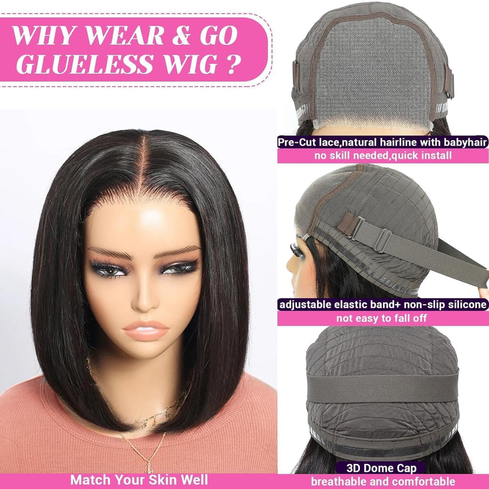Caijuxing Bob Wig features baby hair for a softer, realistic hairline.