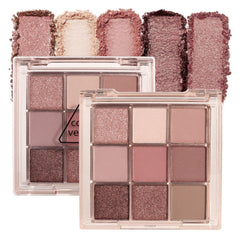 CAKAILA 9 Colors palette with rose-gold-nude shadows for versatile day looks.