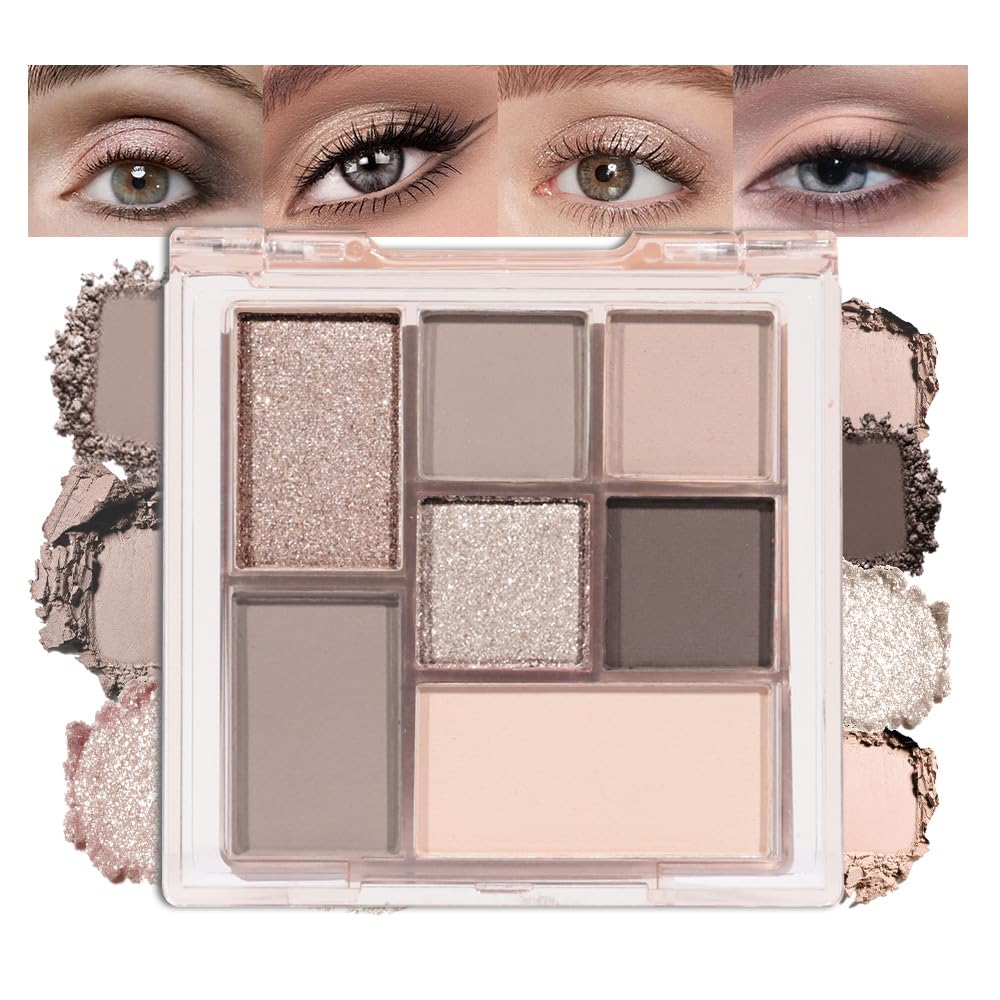 CAKAILA Nude Brown 7Colors palette with mirror enables quick, versatile looks