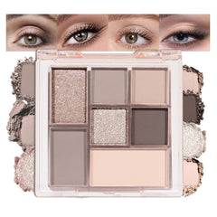 CAKAILA Nude Brown 7Colors palette with mirror enables quick, versatile looks