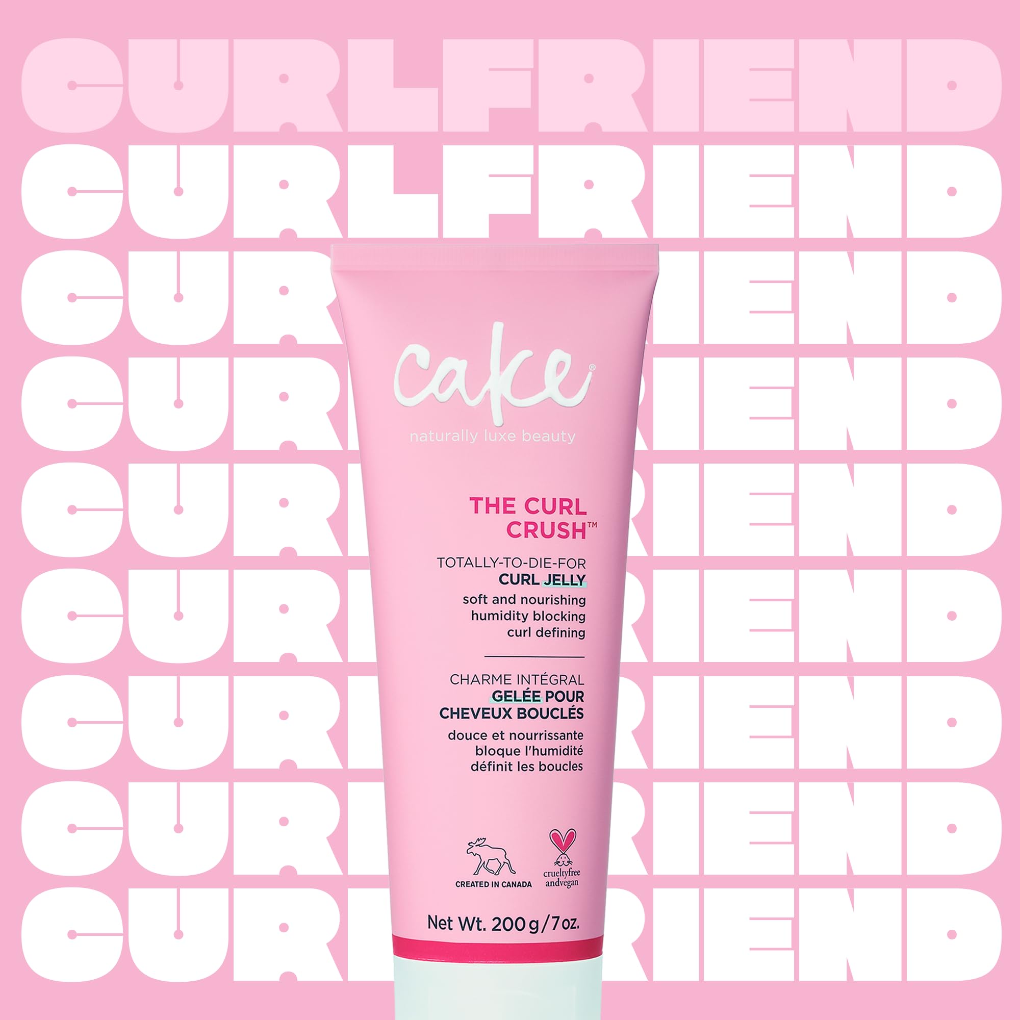 Cake Beauty Curl Jelly distributes evenly on damp curls for scrunchable definition.