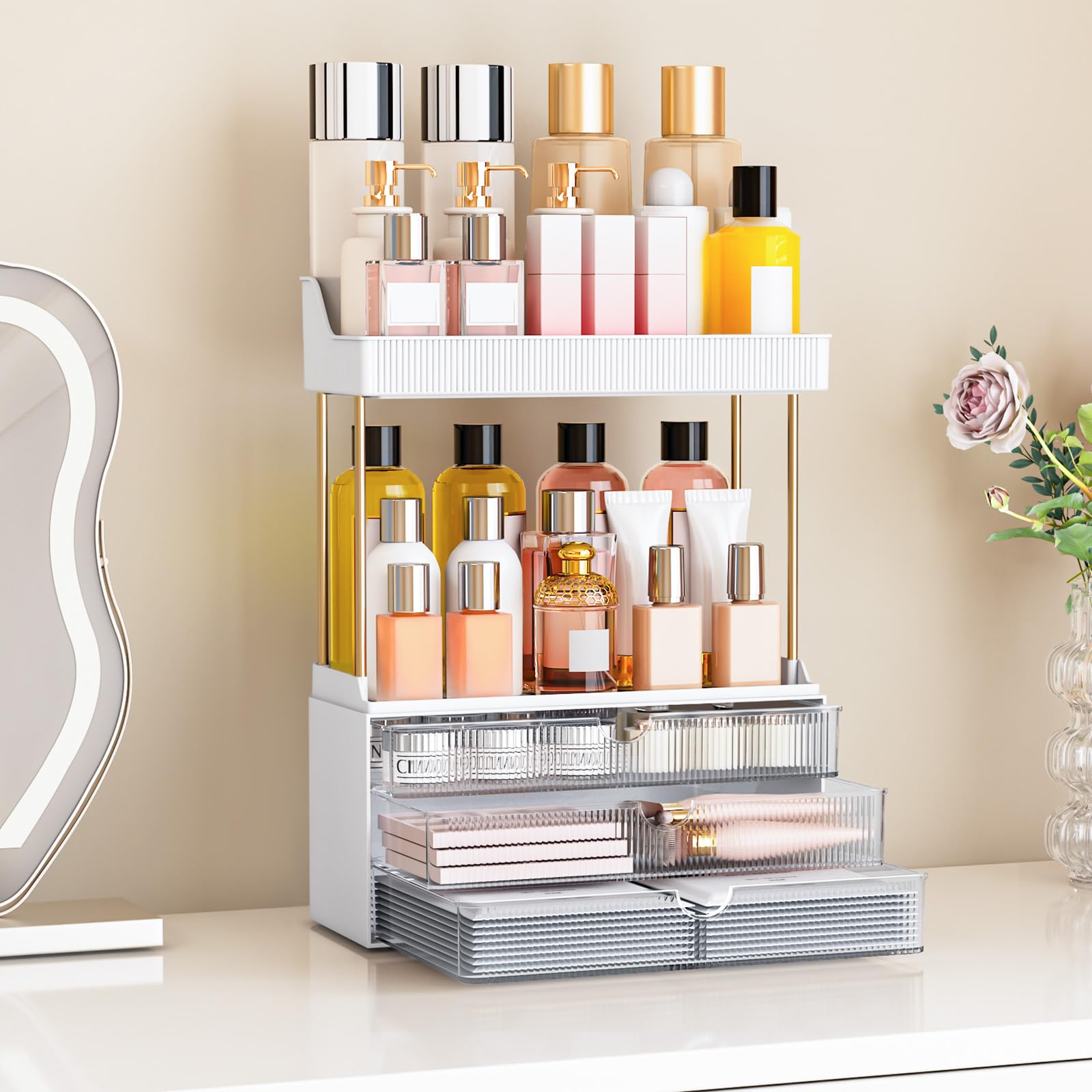caktraie 5-tiers organizer drawer open for easy access