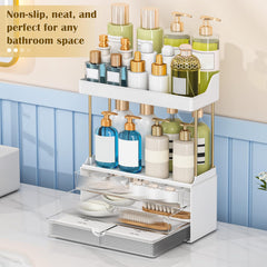 caktraie 5-tiers organizer with perfumes on open shelves