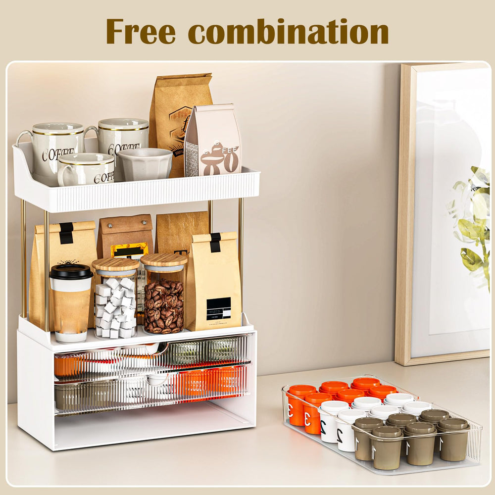 caktraie 5-tiers organizer skincare bottles on countertop