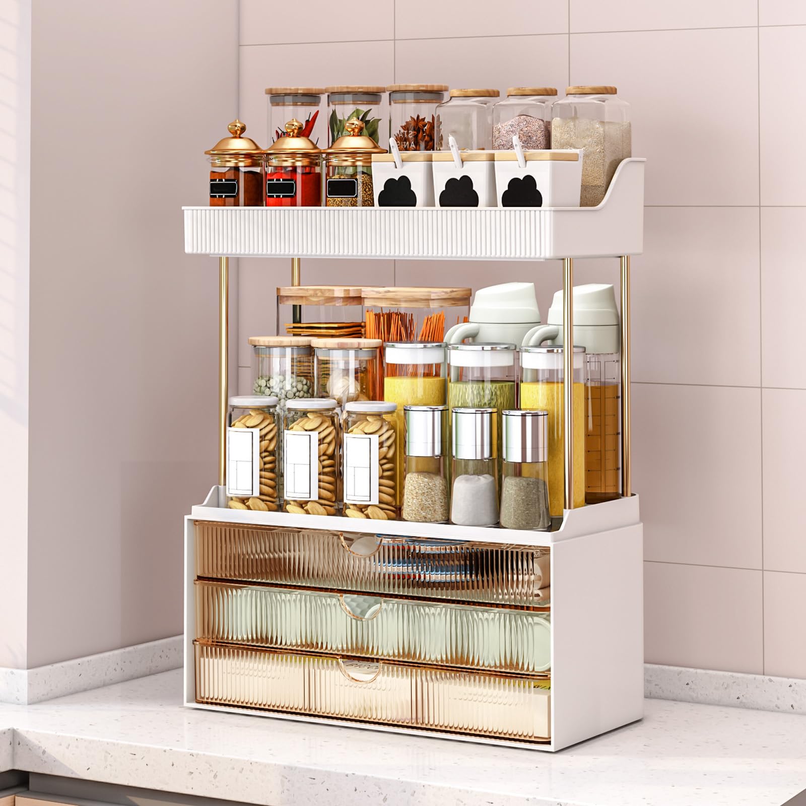 caktraie amber bathroom organizer dresser-countertop versatile for vanity kitchen or desk