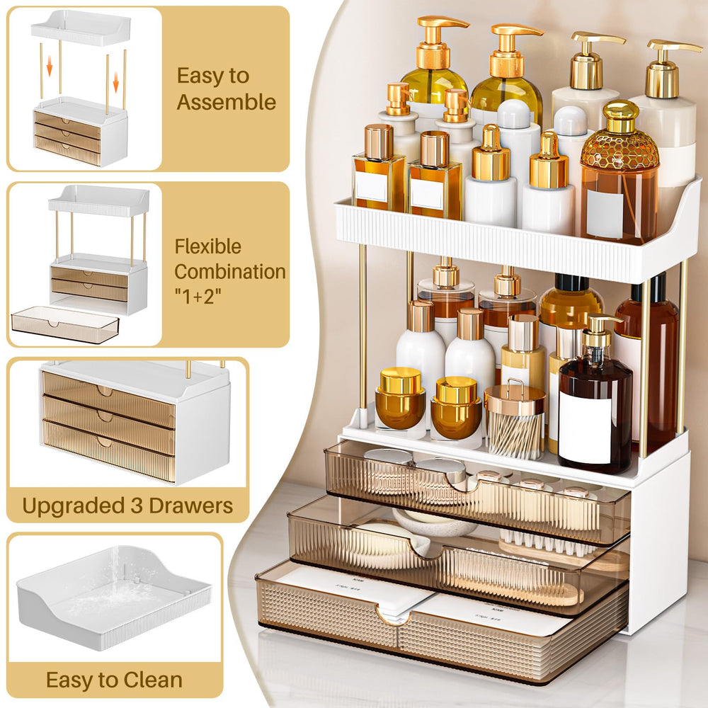 caktraie amber bathroom organizer quick-assembly fits together in seconds