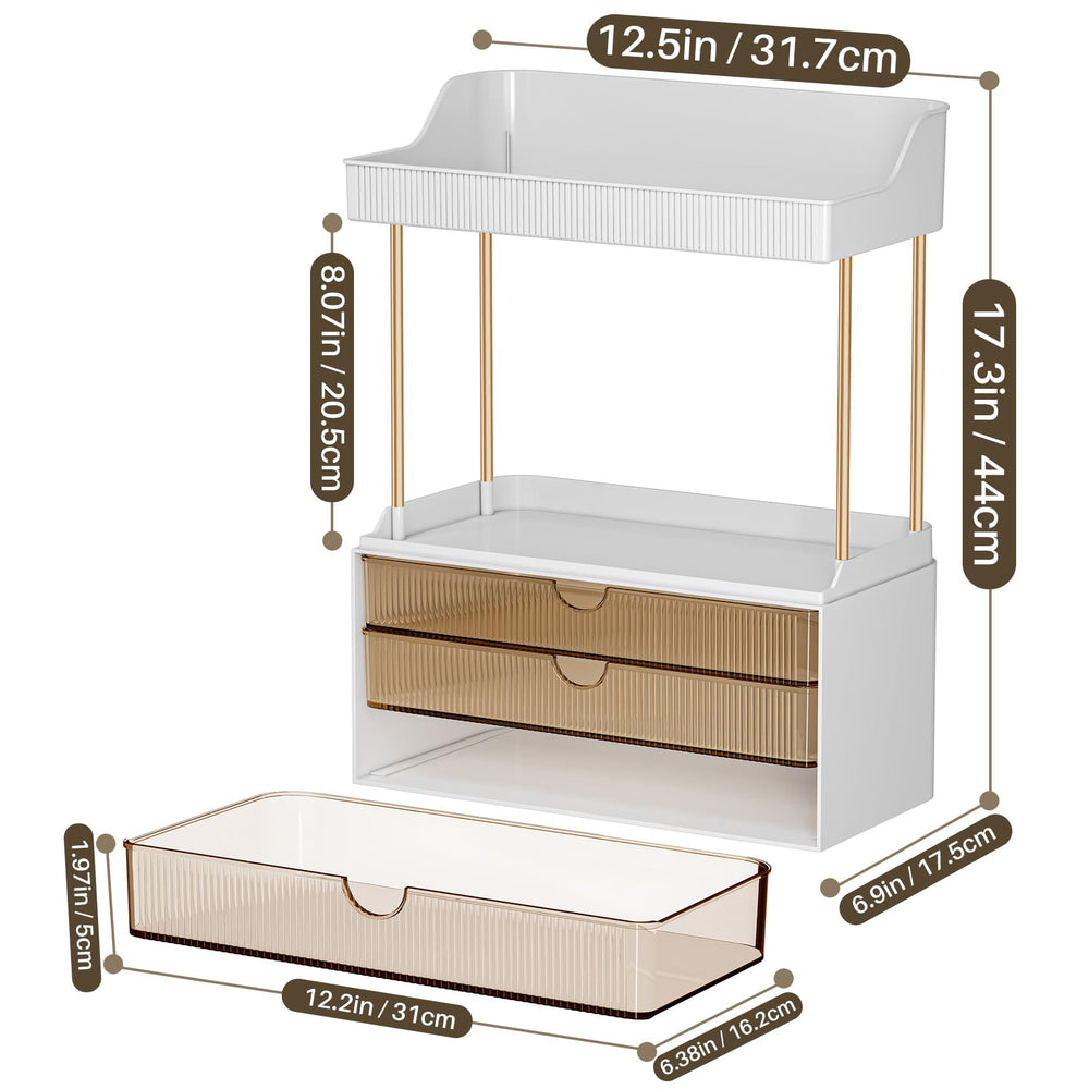 caktraie amber bathroom organizer smooth-slides glide drawers quietly for easy access