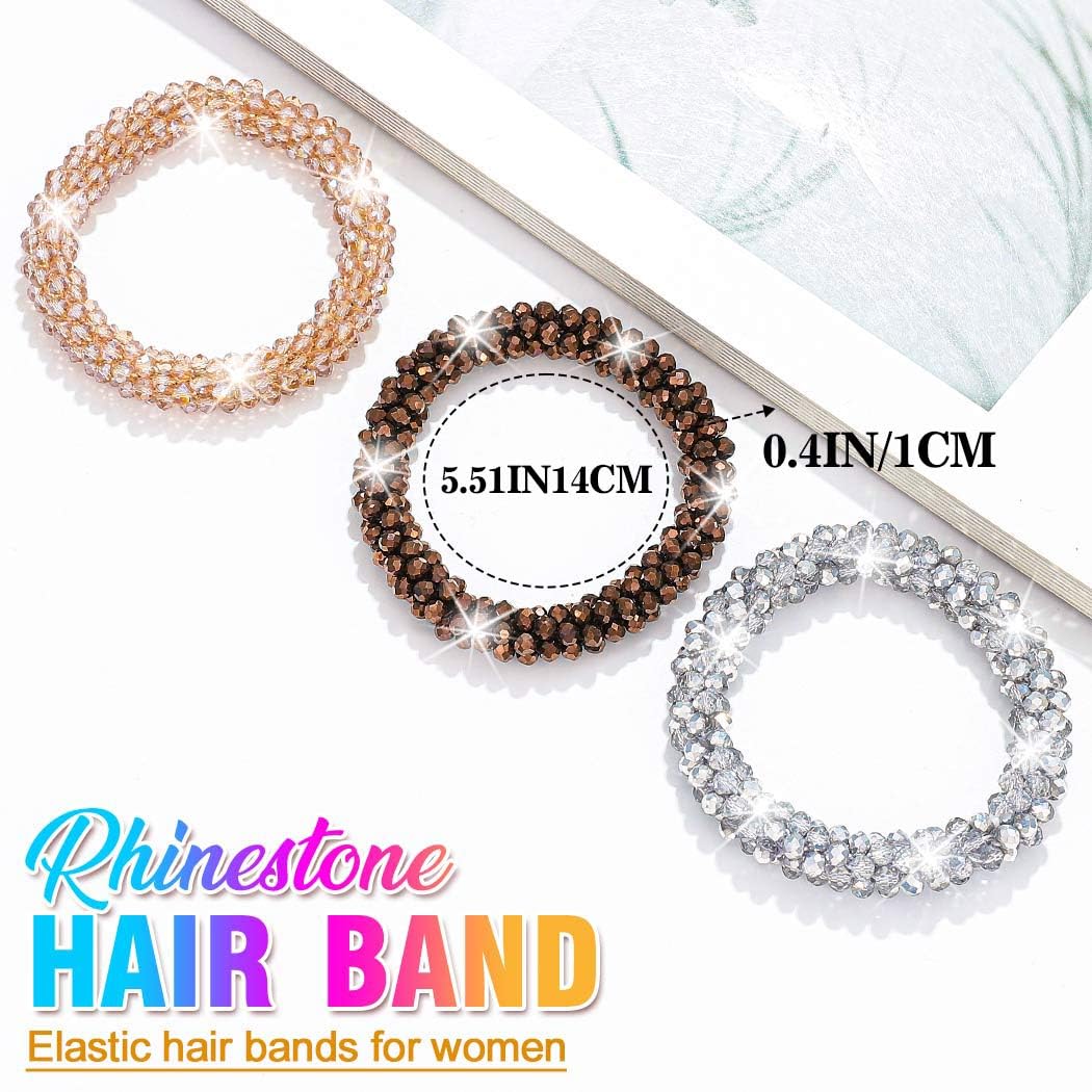 CAKURE rhinestone hair ties brown crystal detail for versatile styling