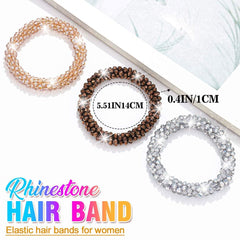 CAKURE rhinestone hair ties brown crystal detail for versatile styling