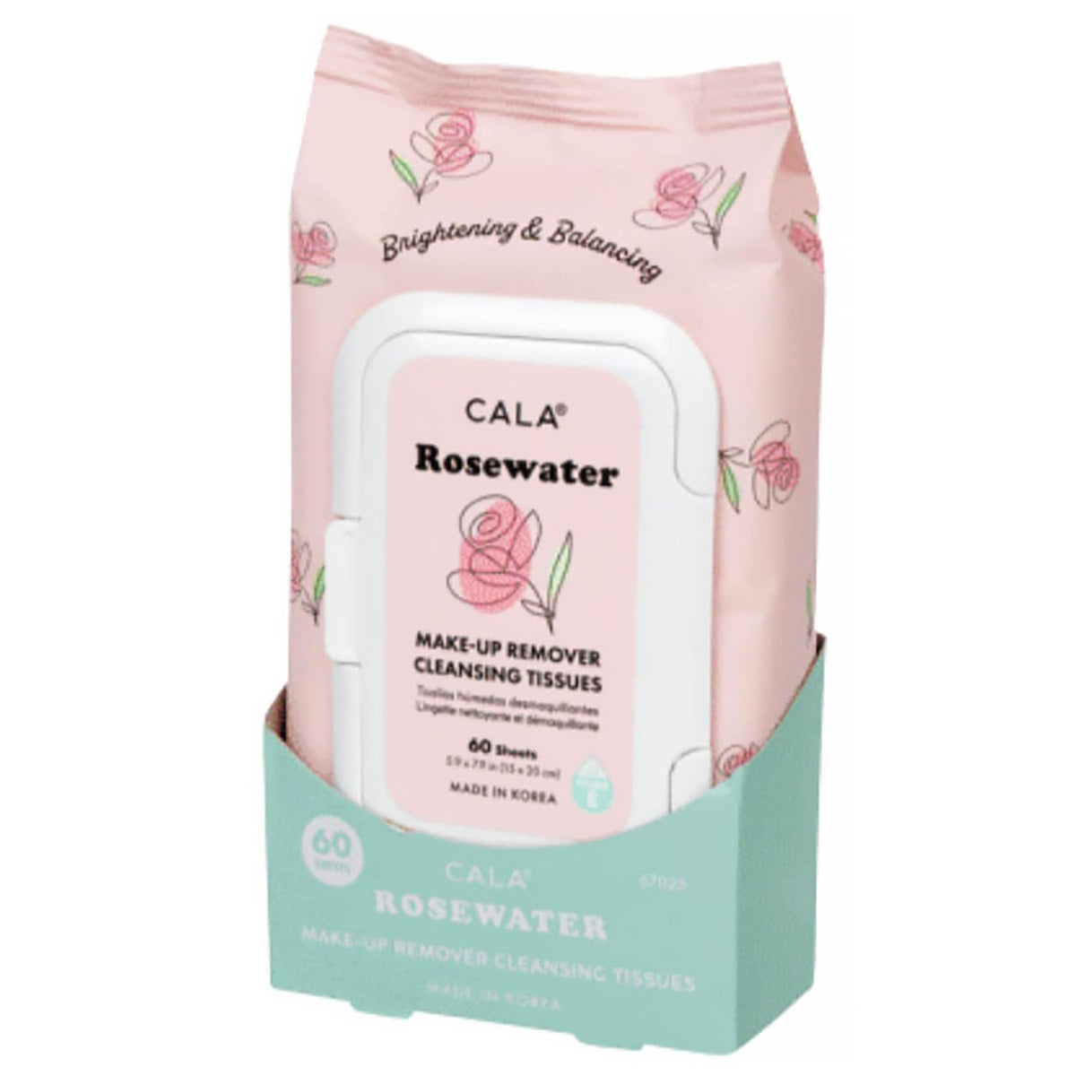 CALA makeup remover cleansing tissues in RoseWater provide gentle, residue-free makeup removal for all skin types.