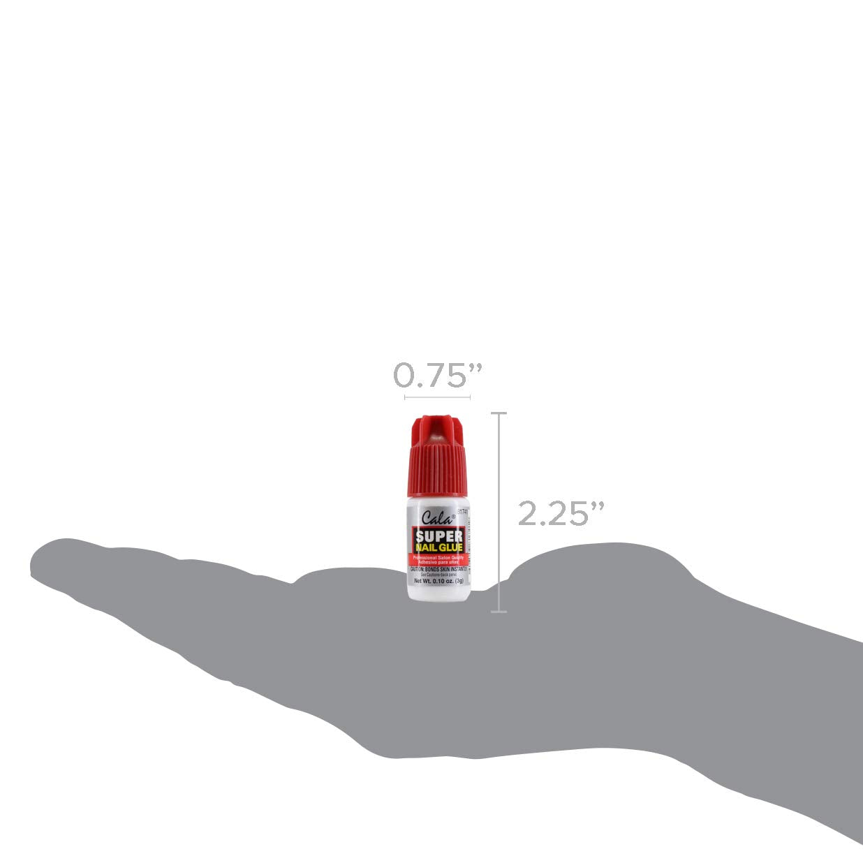 Cala Super Nail Glue bottle cap and precision applicator in use for secure nail tips