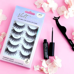 Cala Volt Lashes Wispy stacked view showcases bold flare and eye-definition