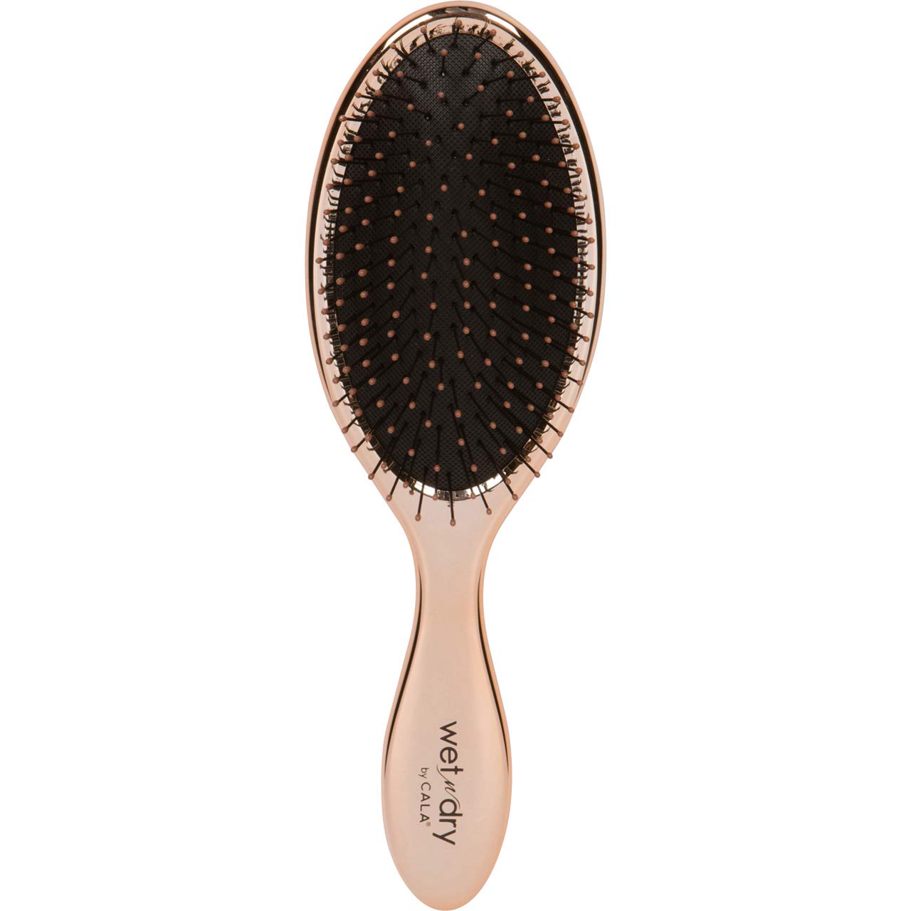 Cala Wet-n-dry rose gold brush top view shows sleek metallic finish for smooth detangling