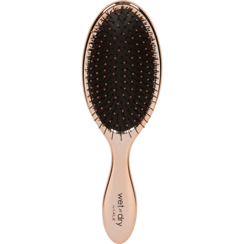 Cala Wet-n-dry rose gold brush top view shows sleek metallic finish for smooth detangling