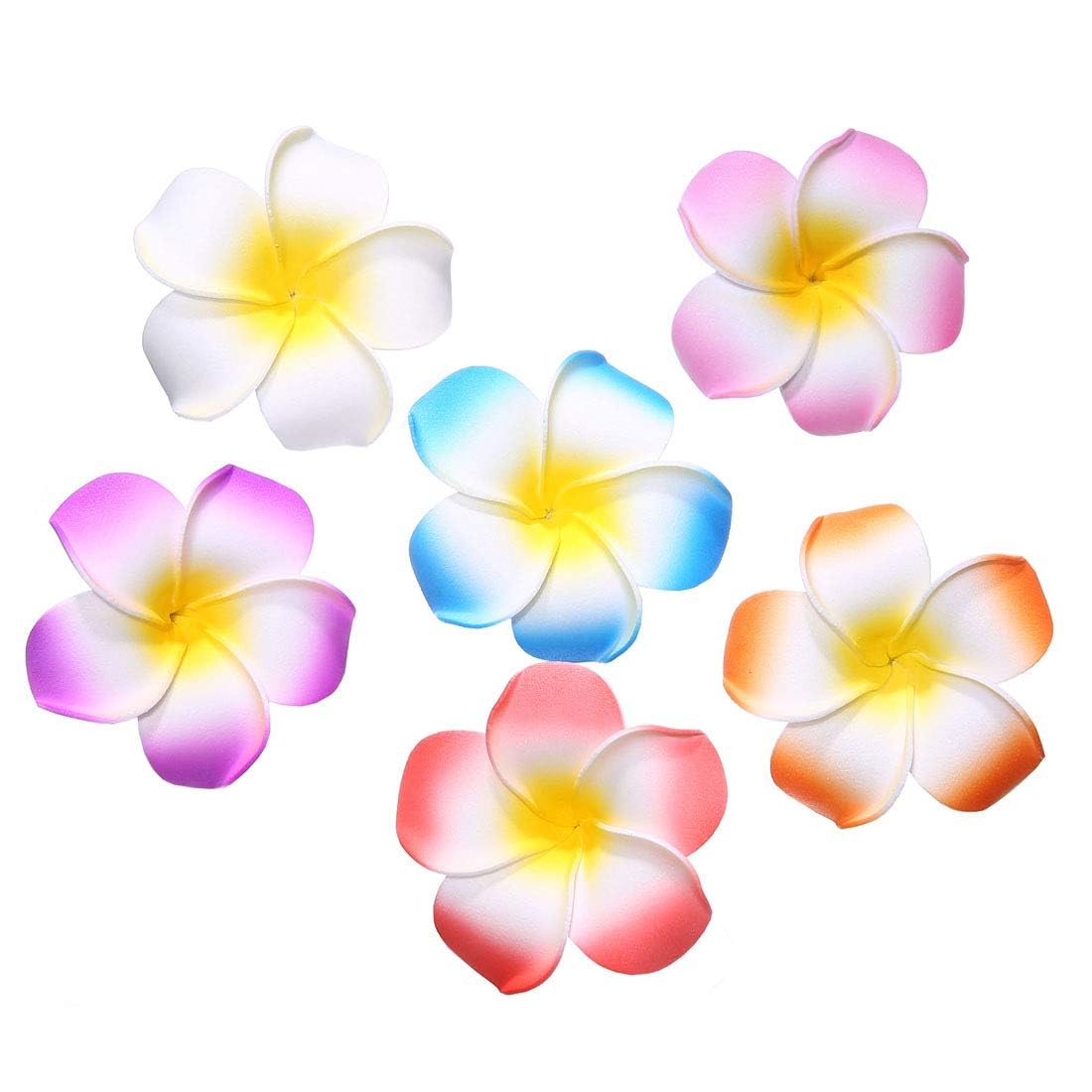 Calcifer plumeria blue clip close-up in hair styling