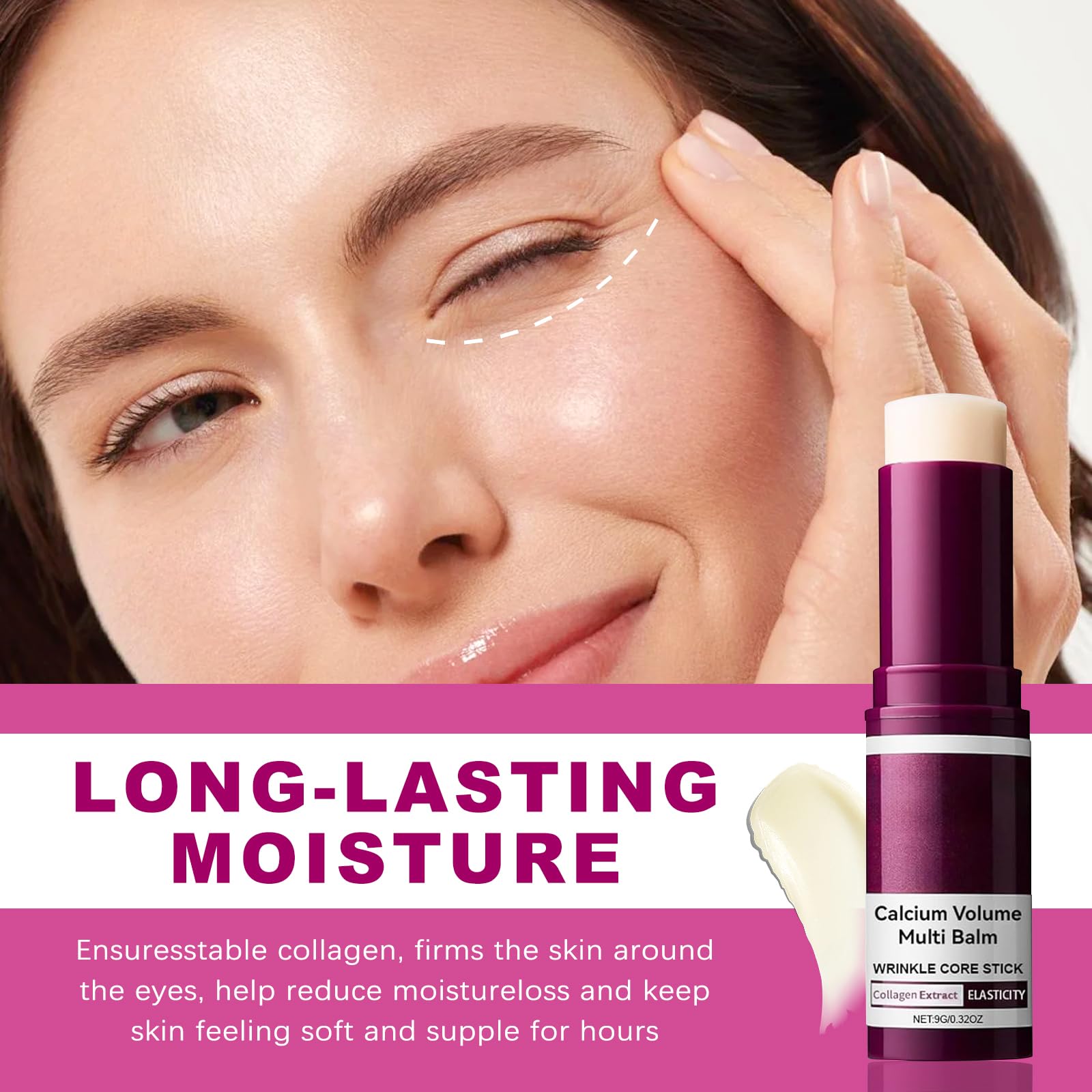 Vitaliq Calcium Balm stick in use for mess-free, quick hydration.