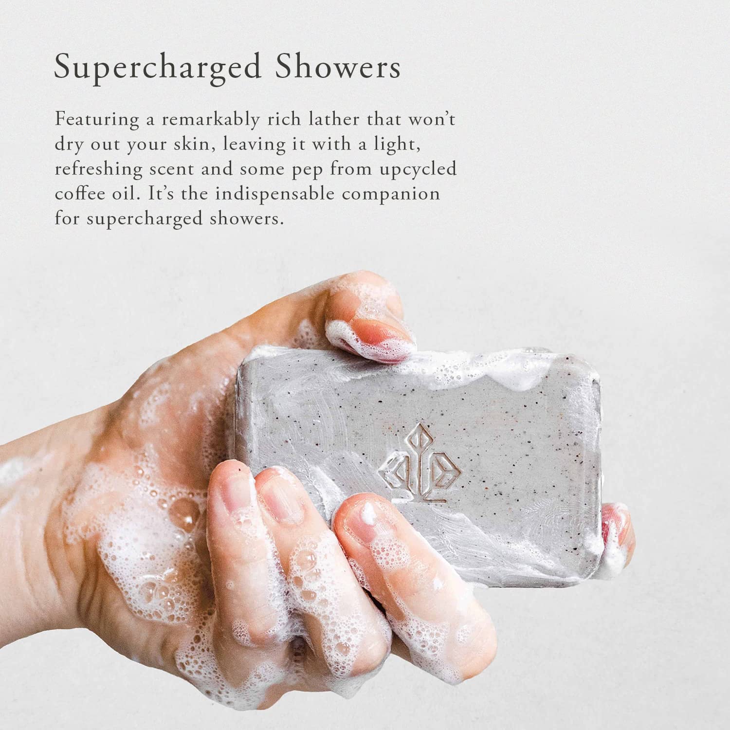 Caldera + Lab The Body Bar rich-lather image highlights creamy foam for a spa-like cleanse.