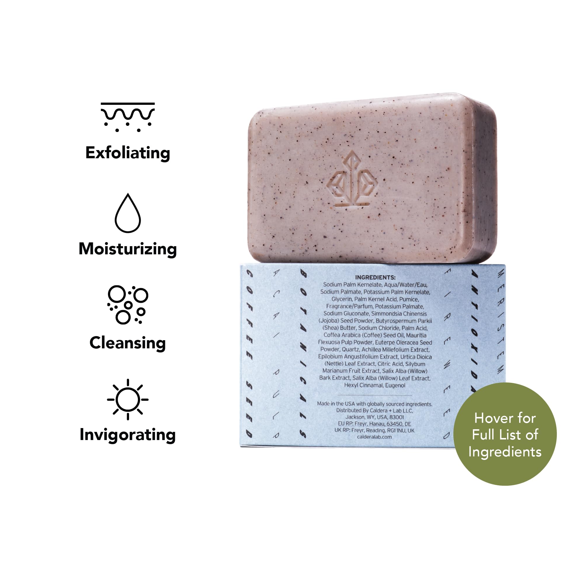 Caldera + Lab The Body Bar woodsy-aroma shot evokes refreshing shower experience.