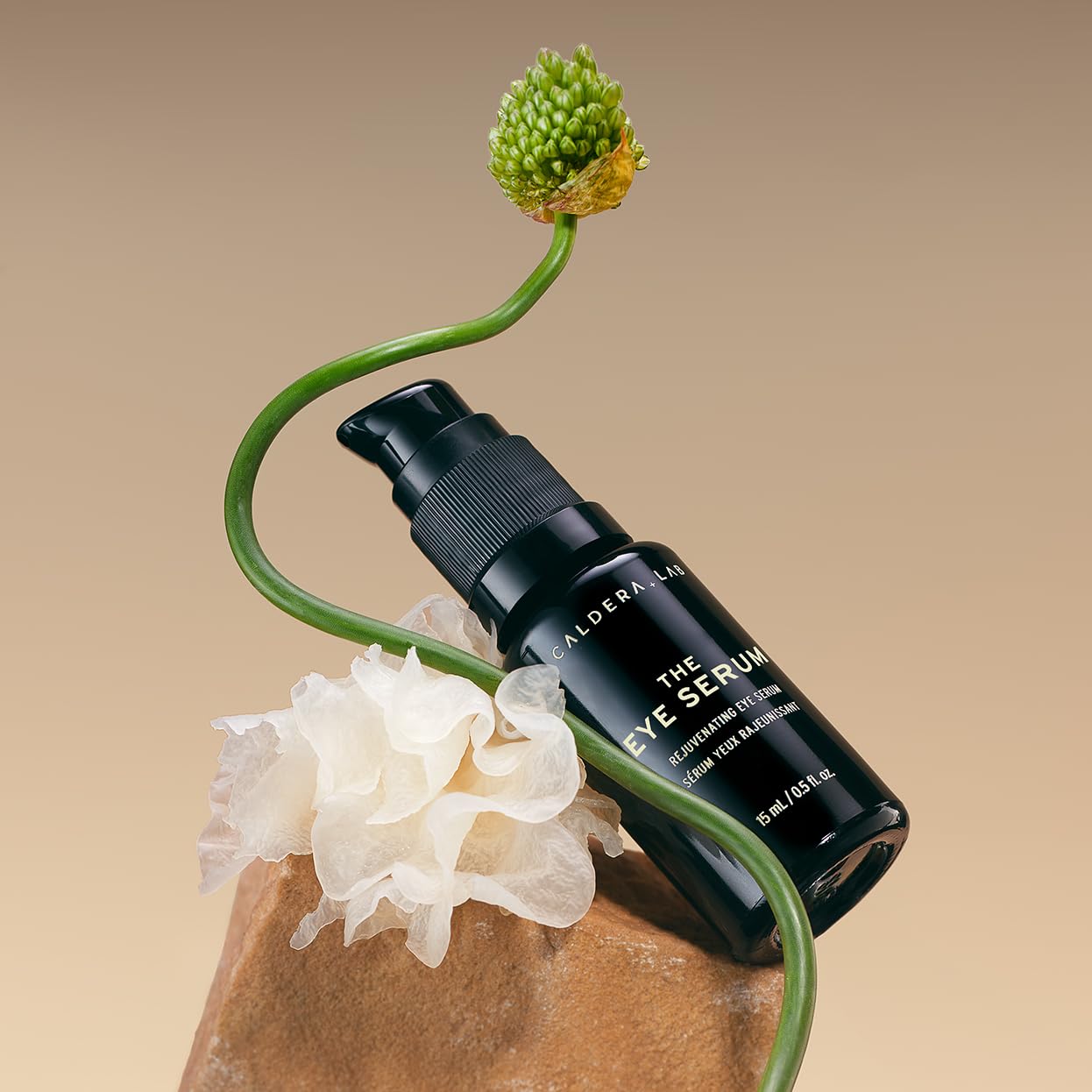 Caldera + Lab Eye Serum with adaptogens for calm, soothing under-eye feel.