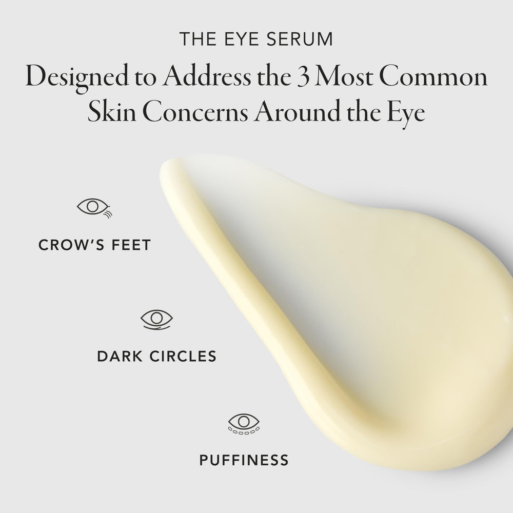 Caldera + Lab Eye Serum application on eyelids for daily rejuvenation routine.