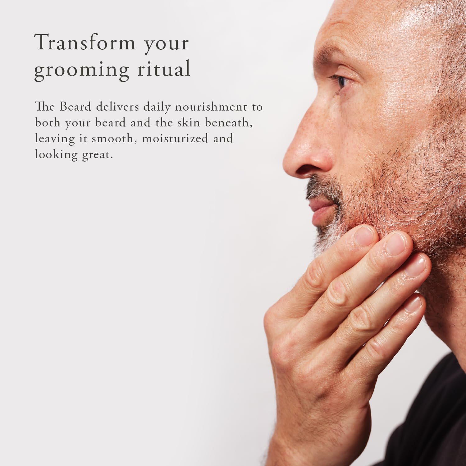 Caldera + Lab The Beard oil drops applied at the root for even coverage.