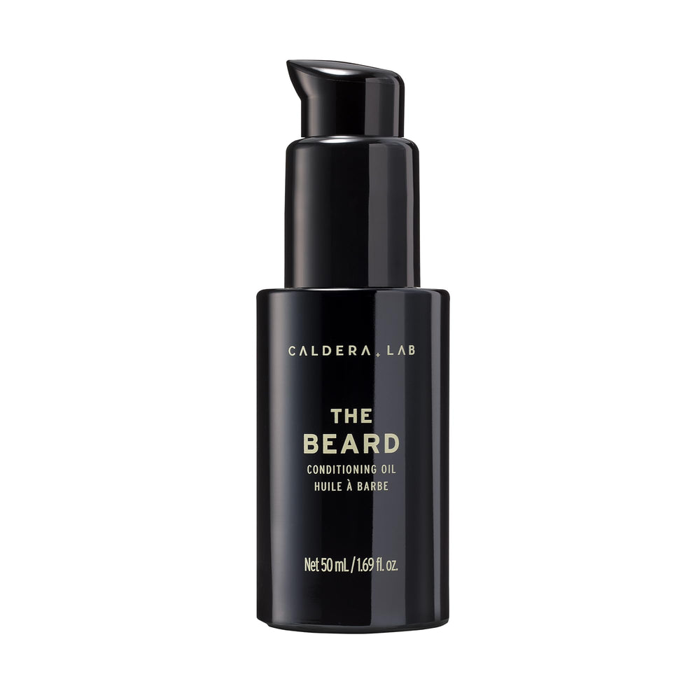 Caldera + Lab The Beard oil bottle—daily beard nourishment and skin hydration.